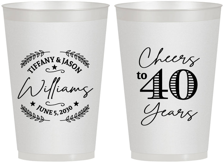 Personalized Anniversary 12 oz Frosted Cups - Cheers To 40 Years | 80015