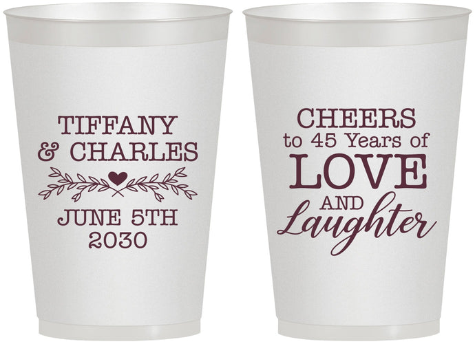 Personalized Anniversary 12 oz Frosted Cups - Cheers To 45 Years | 80016