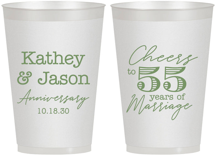 Personalized Anniversary 12 oz Frosted Cups - Cheers To 55 Years | 80018