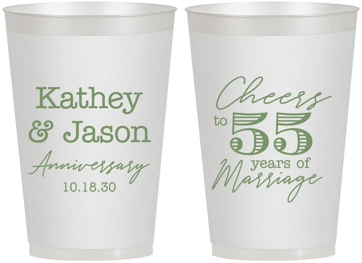Personalized Anniversary 12 oz Frosted Cups - Cheers To 55 Years | 80018