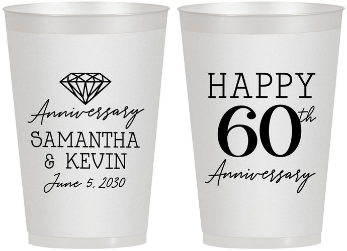 Personalized Anniversary 12 oz Frosted Cups - 60th Wedding | 80019