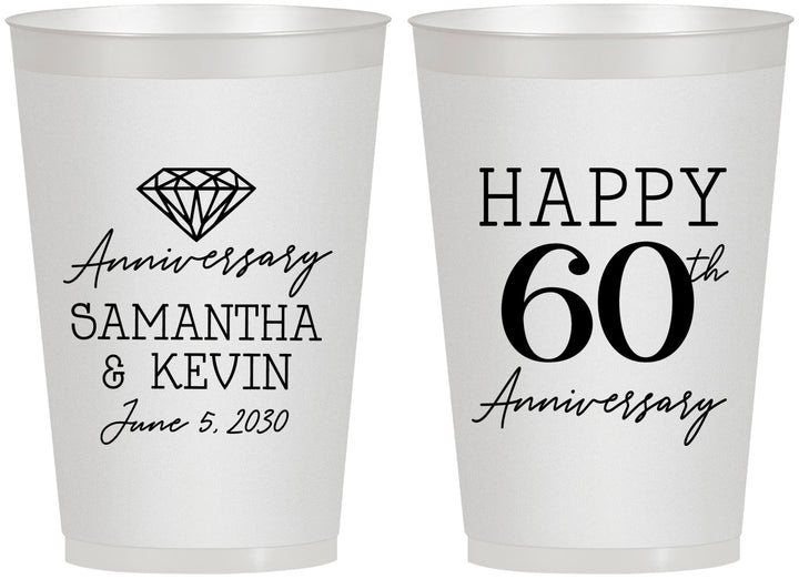 Personalized Anniversary 12 oz Frosted Cups - 60th Wedding | 80019