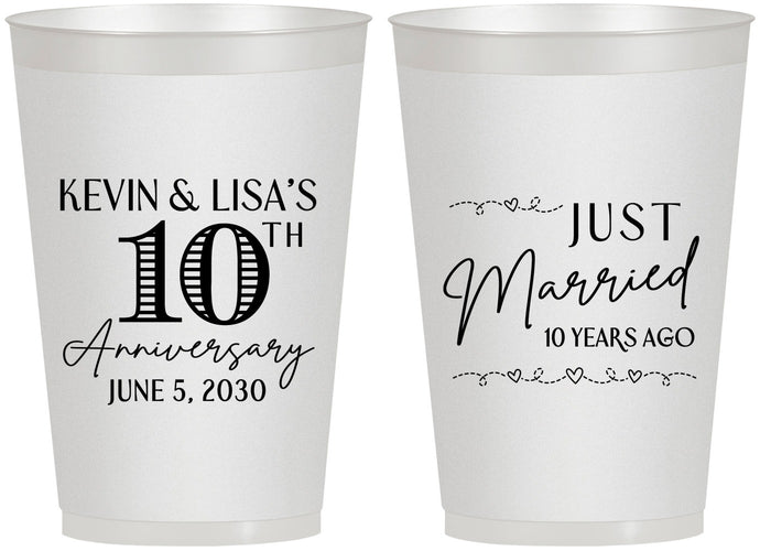 Personalized Anniversary 12 oz Frosted Cups - 10 Years Down | 80020
