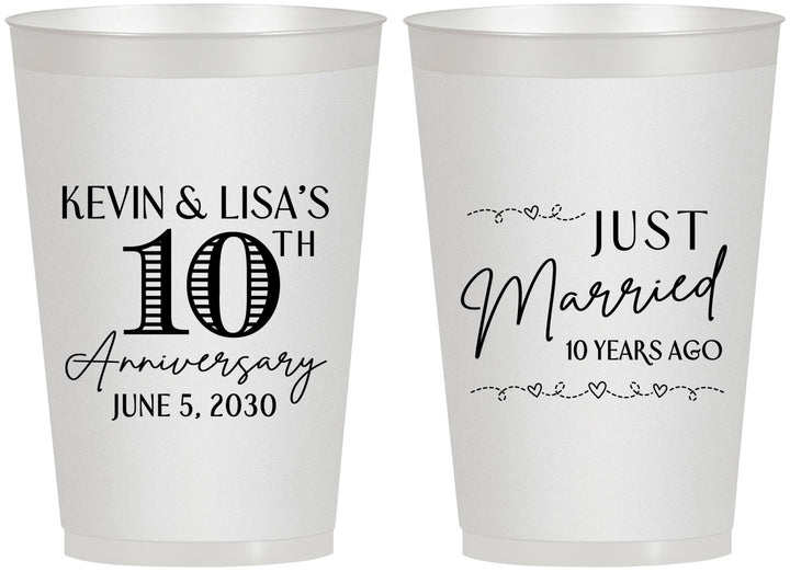 Personalized Anniversary 12 oz Frosted Cups - 10 Years Down | 80020