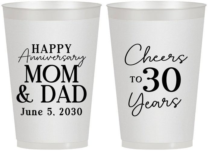 Personalized Anniversary 12 oz Frosted Cups - Cheers To 30 Years | 80023