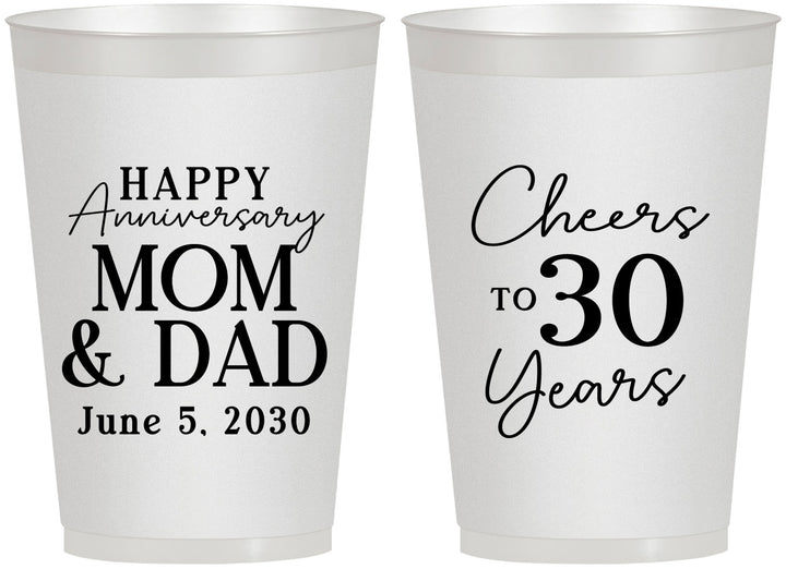 Personalized Anniversary 12 oz Frosted Cups - Cheers To 30 Years | 80023