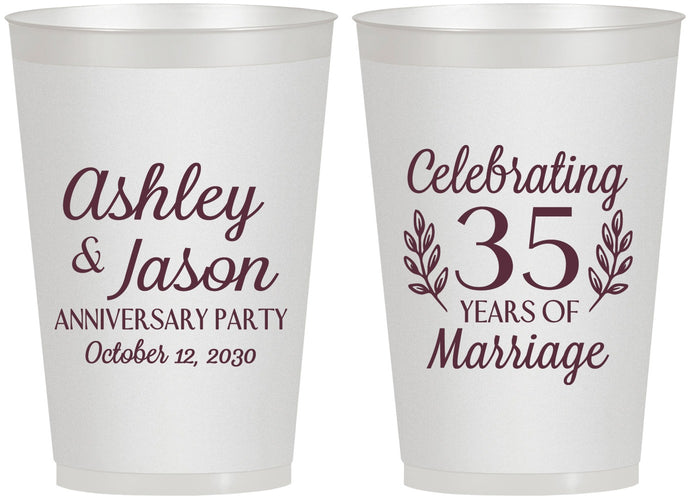 Personalized Anniversary 12 oz Frosted Cups - 35 Years Of Marriage | 80024