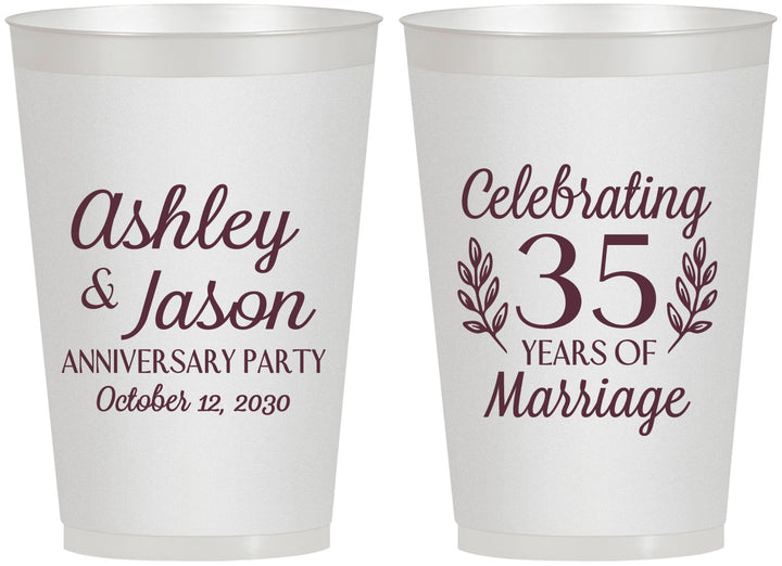 Personalized Anniversary 12 oz Frosted Cups - 35 Years Of Marriage | 80024