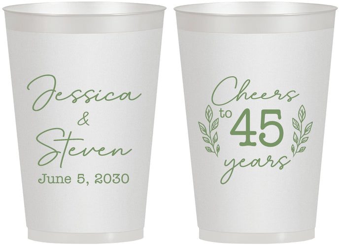 Personalized Anniversary 12 oz Frosted Cups - Cheers To 45 Years | 80026