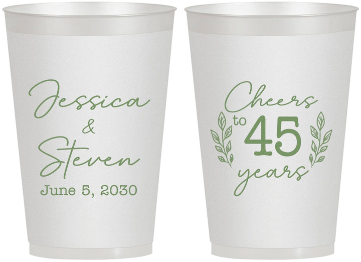 Personalized Anniversary 12 oz Frosted Cups - Cheers To 45 Years | 80026