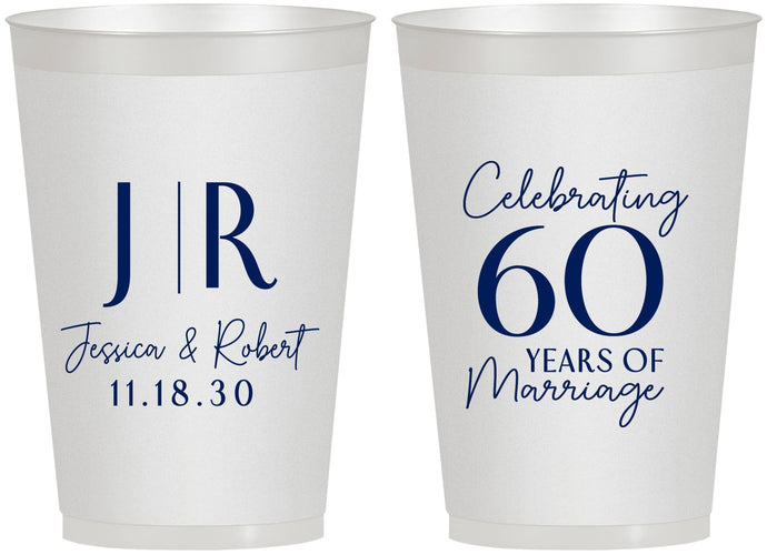 Personalized Anniversary 12 oz Frosted Cups - 60 Years Of Marriage | 80029