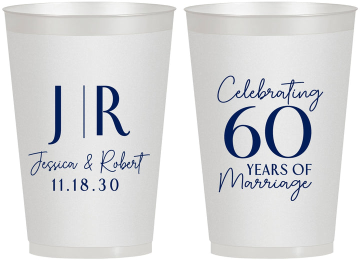 Personalized Anniversary 12 oz Frosted Cups - 60 Years Of Marriage | 80029