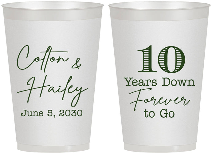 Personalized Anniversary 12 oz Frosted Cups - Just Married 10 Years Ago | 80030