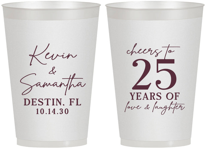 Personalized Anniversary 12 oz Frosted Cups - 25 Years Of Marriage | 80032