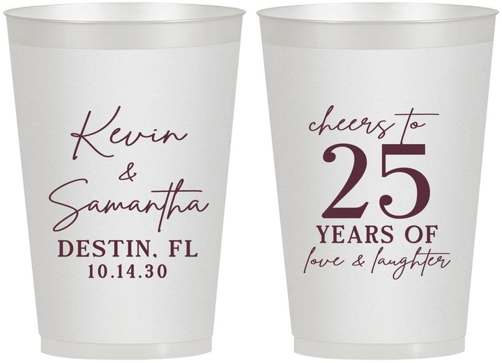 Personalized Anniversary 12 oz Frosted Cups - 25 Years Of Marriage | 80032