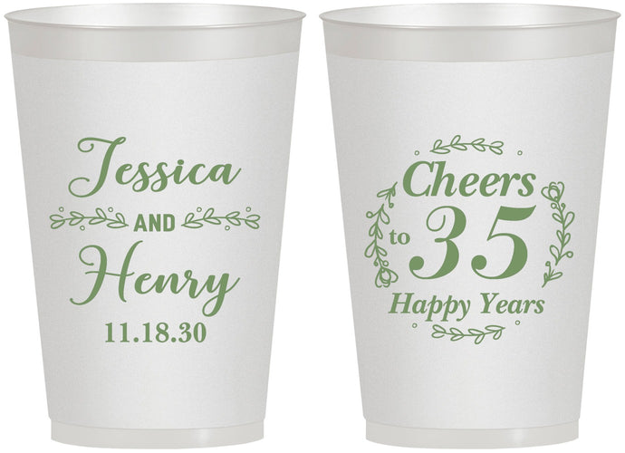 Personalized Anniversary 12 oz Frosted Cups - Cheers To 35 Years | 80034