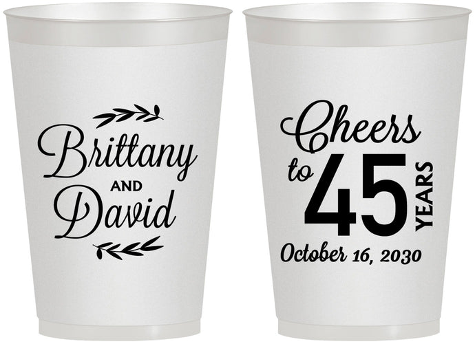 Personalized Anniversary 12 oz Frosted Cups - Cheers To 45 Years | 80036