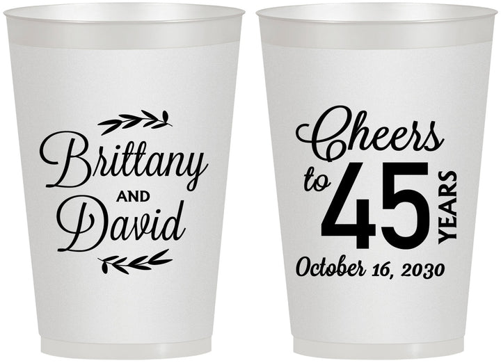 Personalized Anniversary 12 oz Frosted Cups - Cheers To 45 Years | 80036