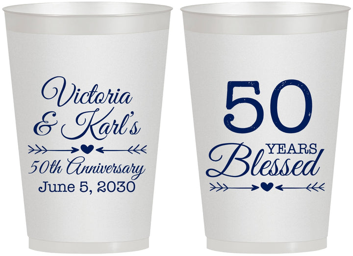 Personalized Anniversary 12 oz Frosted Cups - 50 Years Blessed | 80037