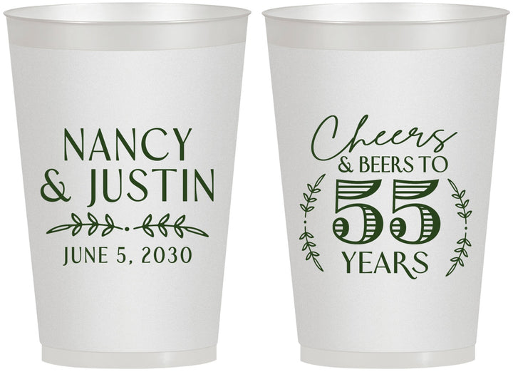 Personalized Anniversary 12 oz Frosted Cups - Cheers To 55 Years | 80038