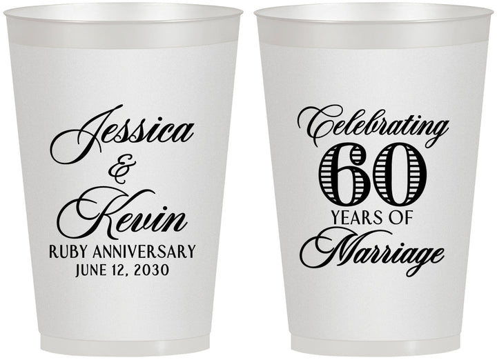 Personalized Anniversary 12 oz Frosted Cups - 60 Years Of Marriage | 80039