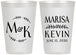 Personalized Wedding 12 oz Frosted Cups - Two Letter Monogram | 801