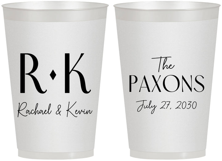 Personalized Wedding 12 oz Frosted Cups - Two Letter Monogram | 802
