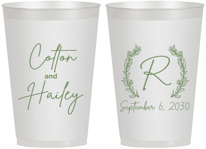 Personalized Wedding 12 oz Frosted Cups - Monogram | 803