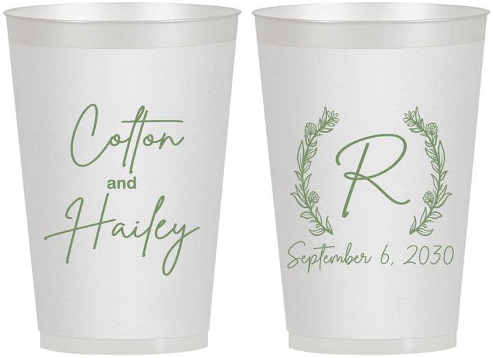 Personalized Wedding 12 oz Frosted Cups - Monogram | 803