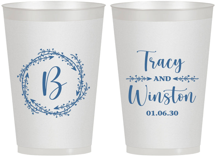 Personalized Wedding 12 oz Frosted Cups - Monogram | 804