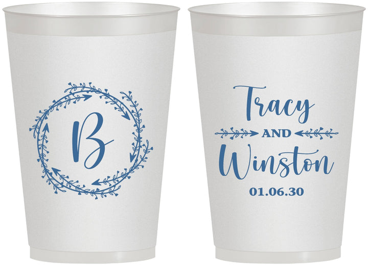 Personalized Wedding 12 oz Frosted Cups - Monogram | 804