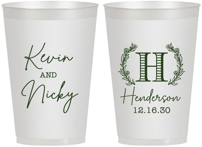 Personalized Wedding 12 oz Frosted Cups - Monogram | 805