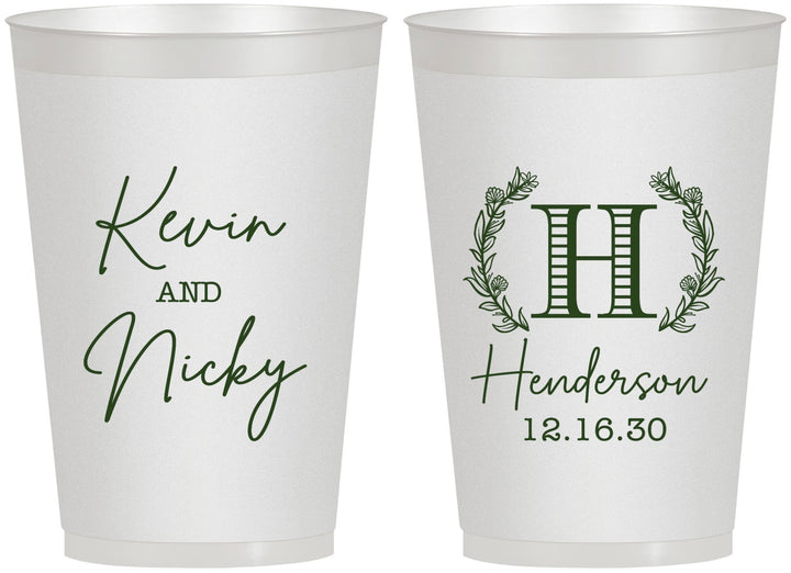 Personalized Wedding 12 oz Frosted Cups - Monogram | 805