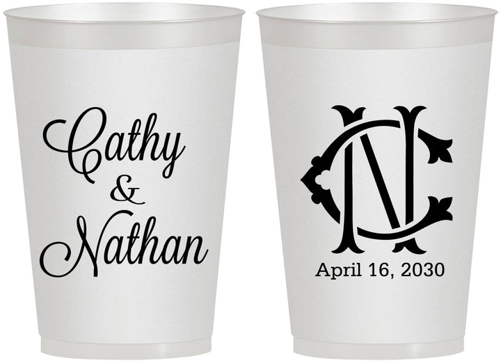 Personalized Wedding 12 oz Frosted Cups - Two Letter Monogram | 807
