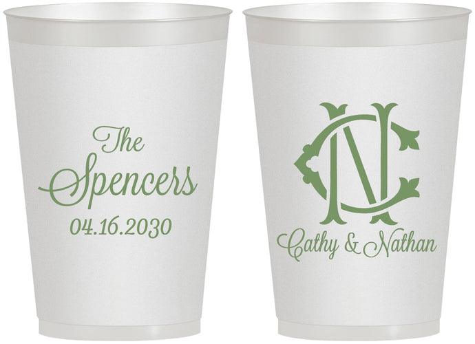 Personalized Wedding 12 oz Frosted Cups - Two Letter Monogram | 808