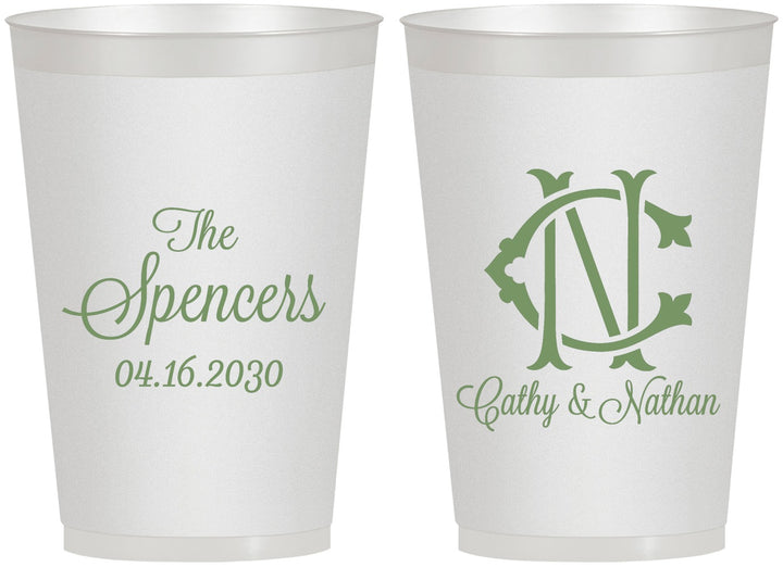 Personalized Wedding 12 oz Frosted Cups - Two Letter Monogram | 808