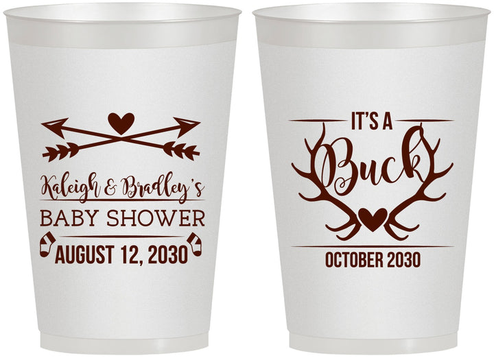 Personalized Baby Shower 12 oz Frosted Cups - It’s A Buck Antler | 90000