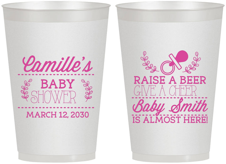 Personalized Baby Shower 12 oz Frosted Cups - Raise A Beer | 90008