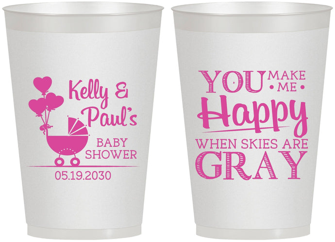 Personalized Baby Shower 12 oz Frosted Cups - You Make Me Happy | 90010