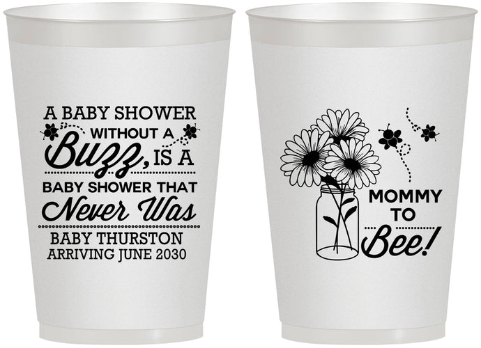 Personalized Baby Shower 12 oz Frosted Cups - Mommy To Bee | 90016