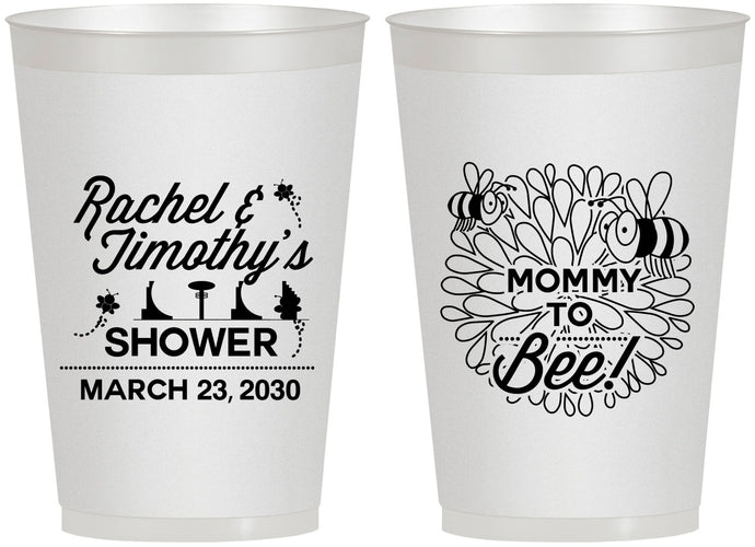 Personalized Baby Shower 12 oz Frosted Cups - Mommy To Bee | 90017
