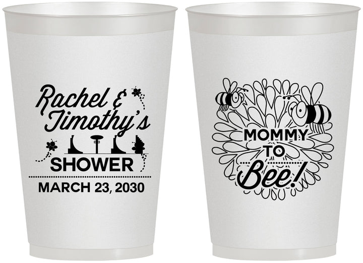 Personalized Baby Shower 12 oz Frosted Cups - Mommy To Bee | 90017