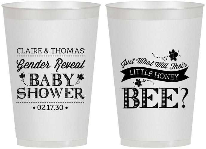 Personalized Baby Shower 12 oz Frosted Cups - Little Honey Bee | 90018
