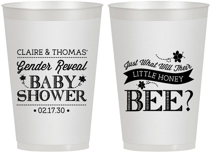 Personalized Baby Shower 12 oz Frosted Cups - Little Honey Bee | 90018