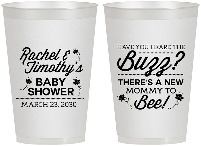 Personalized Baby Shower 12 oz Frosted Cups - Mommy To Bee | 90019