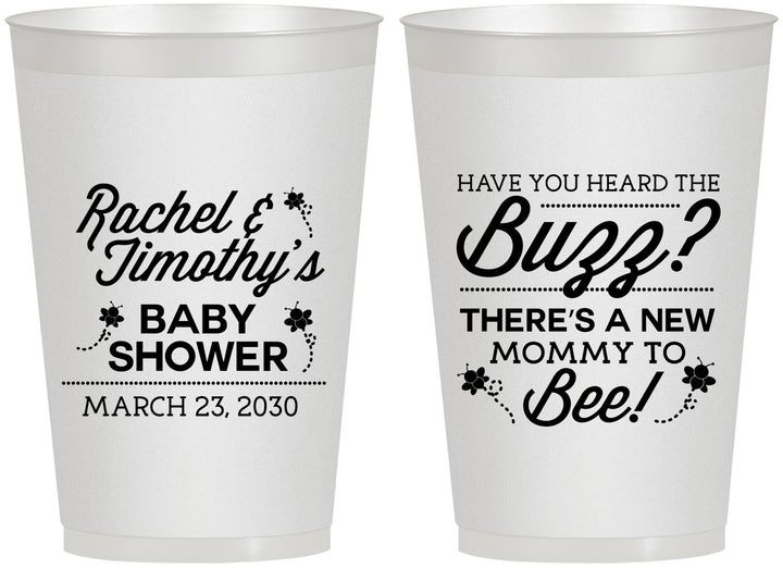 Personalized Baby Shower 12 oz Frosted Cups - Mommy To Bee | 90019