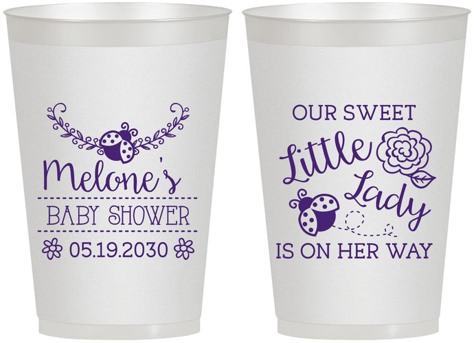 Personalized Baby Shower 12 oz Frosted Cups - Little Lady On The Way | 90021