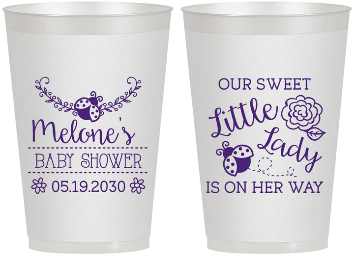 Personalized Baby Shower 12 oz Frosted Cups - Little Lady On The Way | 90021