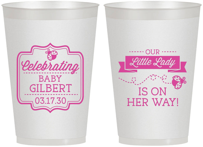 Personalized Baby Shower 12 oz Frosted Cups - Little Lady On The Way | 90022