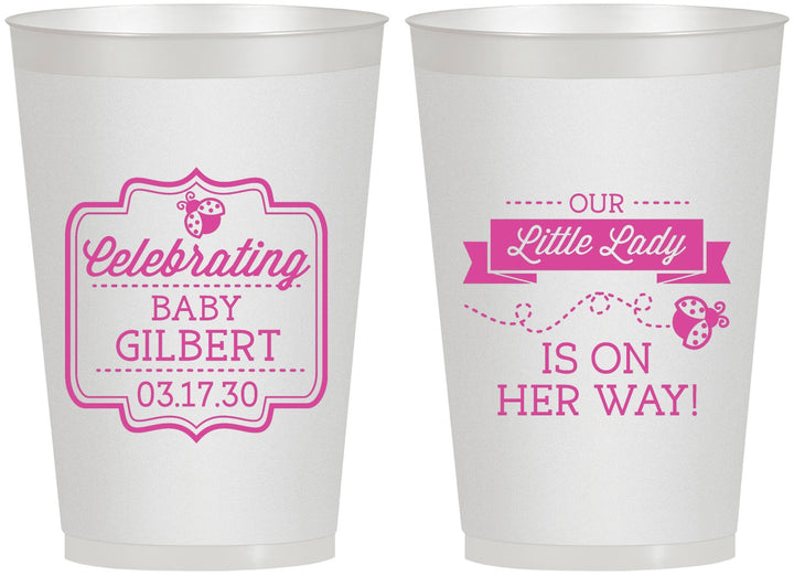 Personalized Baby Shower 12 oz Frosted Cups - Little Lady On The Way | 90022